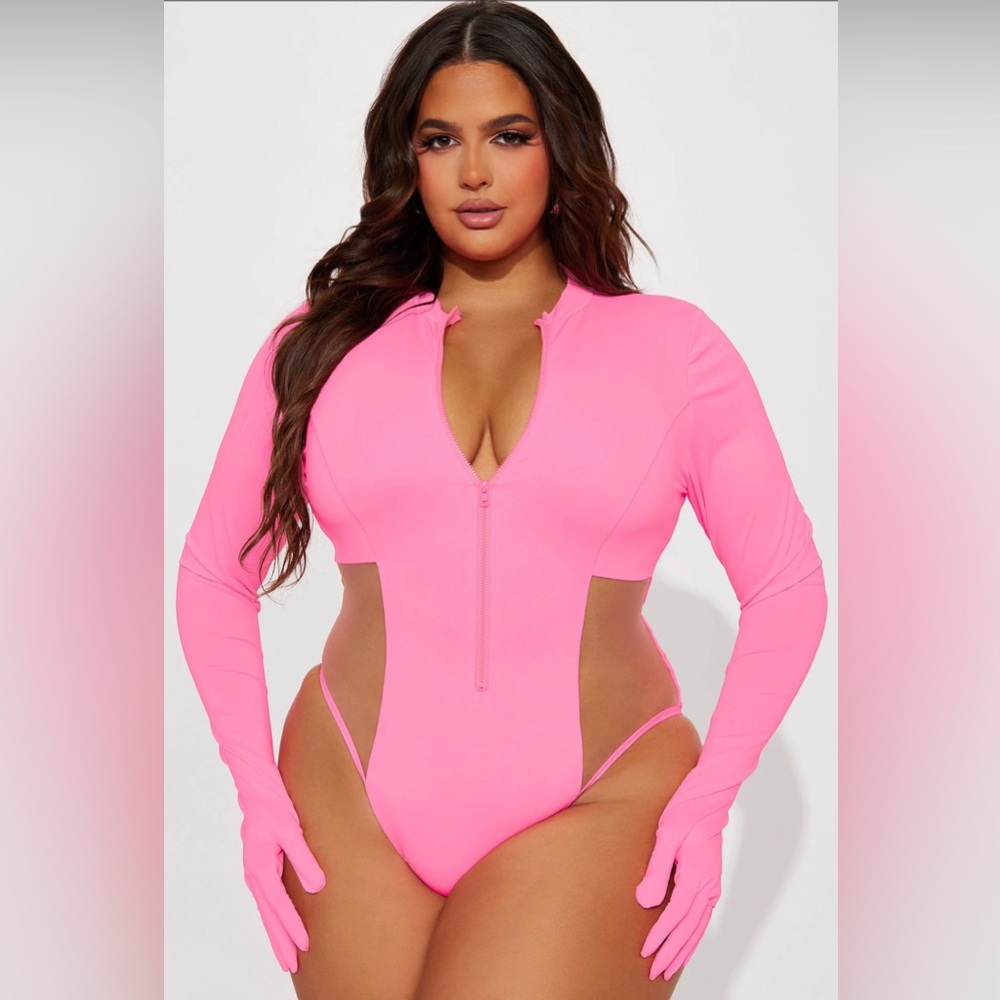 Sun Surf And Sand Long Sleeve Swimsuit - Pink